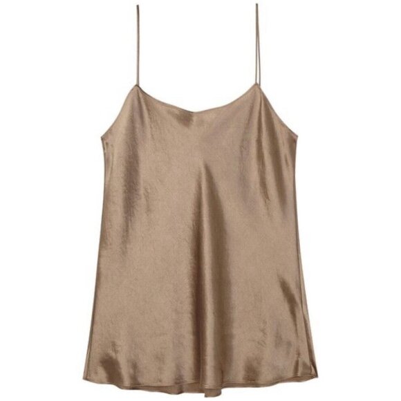 Vince Satin Camisole Taupe Cami Sleeveless Top Brown Size L - Picture 8 of 8